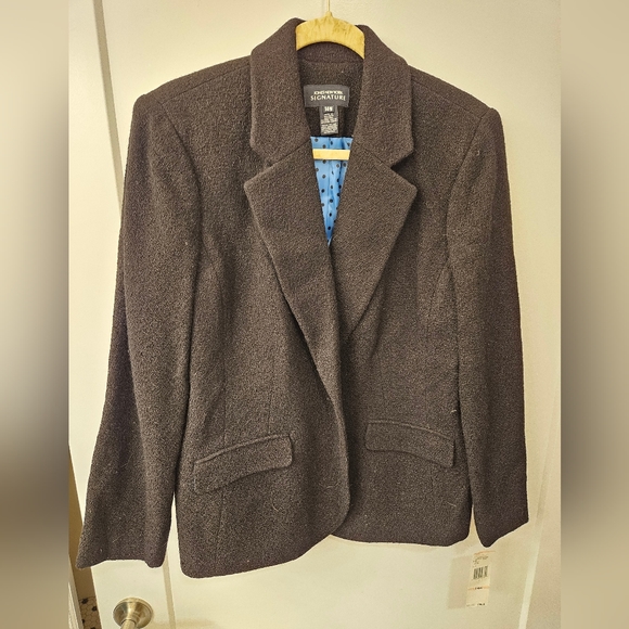 NWT - Jones New York Signature Black Wool Blazer Sweater - Size 14W - Picture 1 of 8